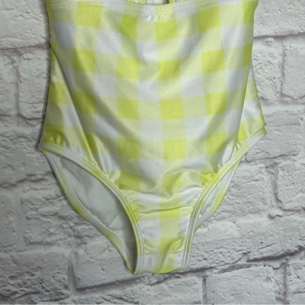 Cat & Jack Youth Gingham Check One Piece Swim Suit NWOT